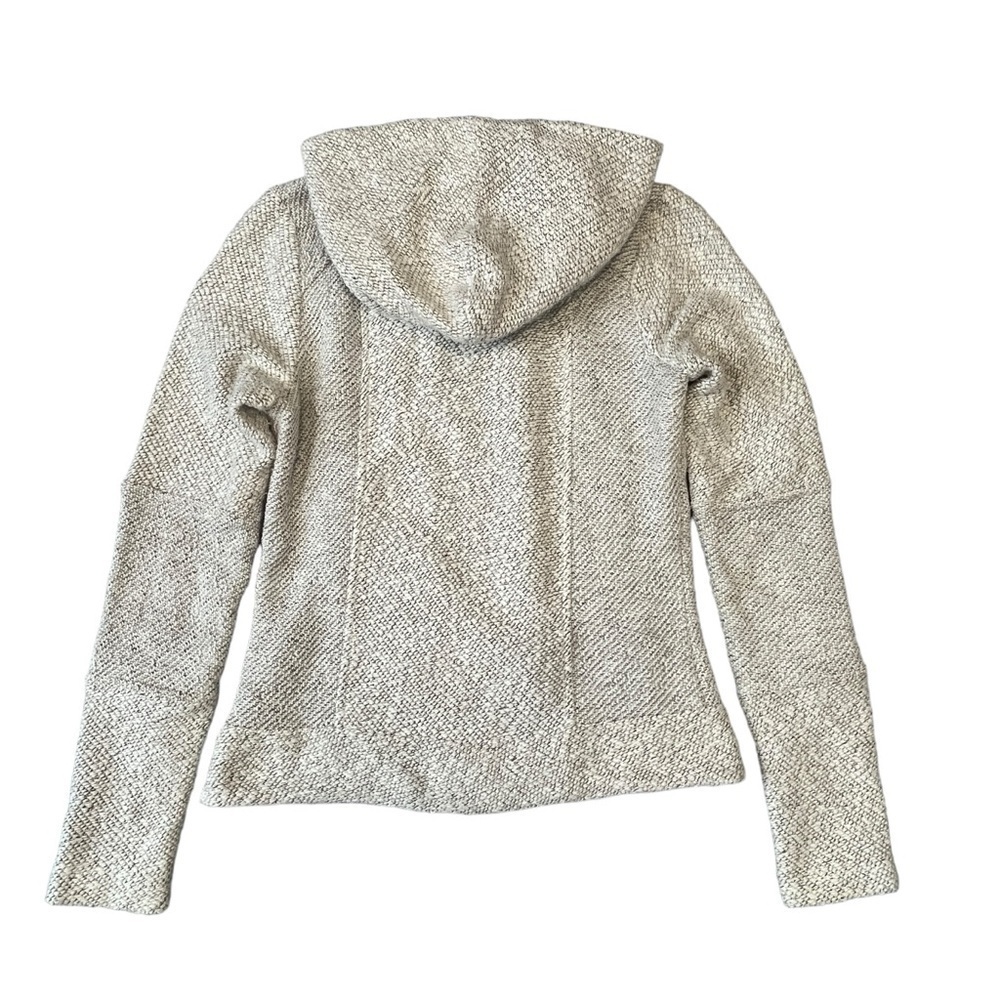 Lucky Brand Woven Asymmetrical Zip Hoodie.  Gray White Size Small #1238 - Picture 6 of 10